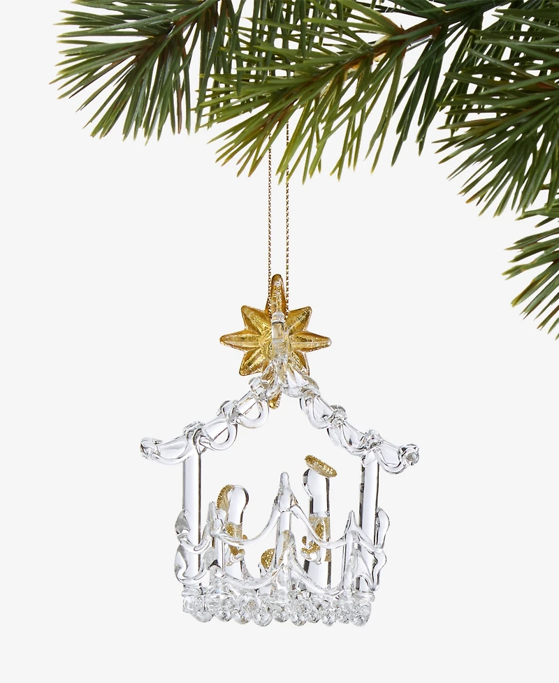 Holiday Lane Blessed Glass Holy Family Ornament, Macy's Exclusive
