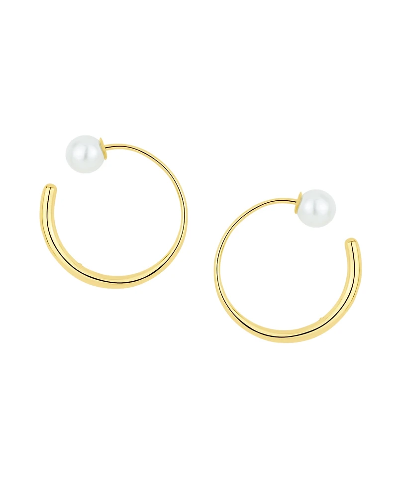 And Now This Simulated Cultivated Pearl Front Back Hoop Earrings