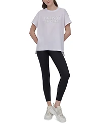 Dkny Sports Women's Rhinestone-Logo Drop-Shoulder T-Shirt