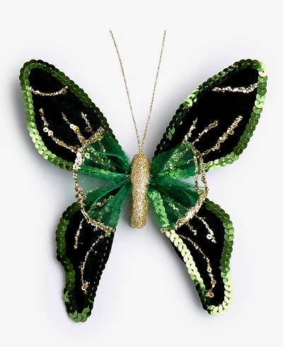 Holiday Lane Enchanted Forest Green Glitter Butterly Ornament, Macy's Exclusive