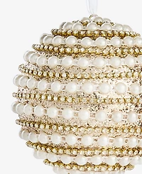 Holiday Lane Gilded Glamour Pearl Stripe Ball Ornament, Macy's Exclusive