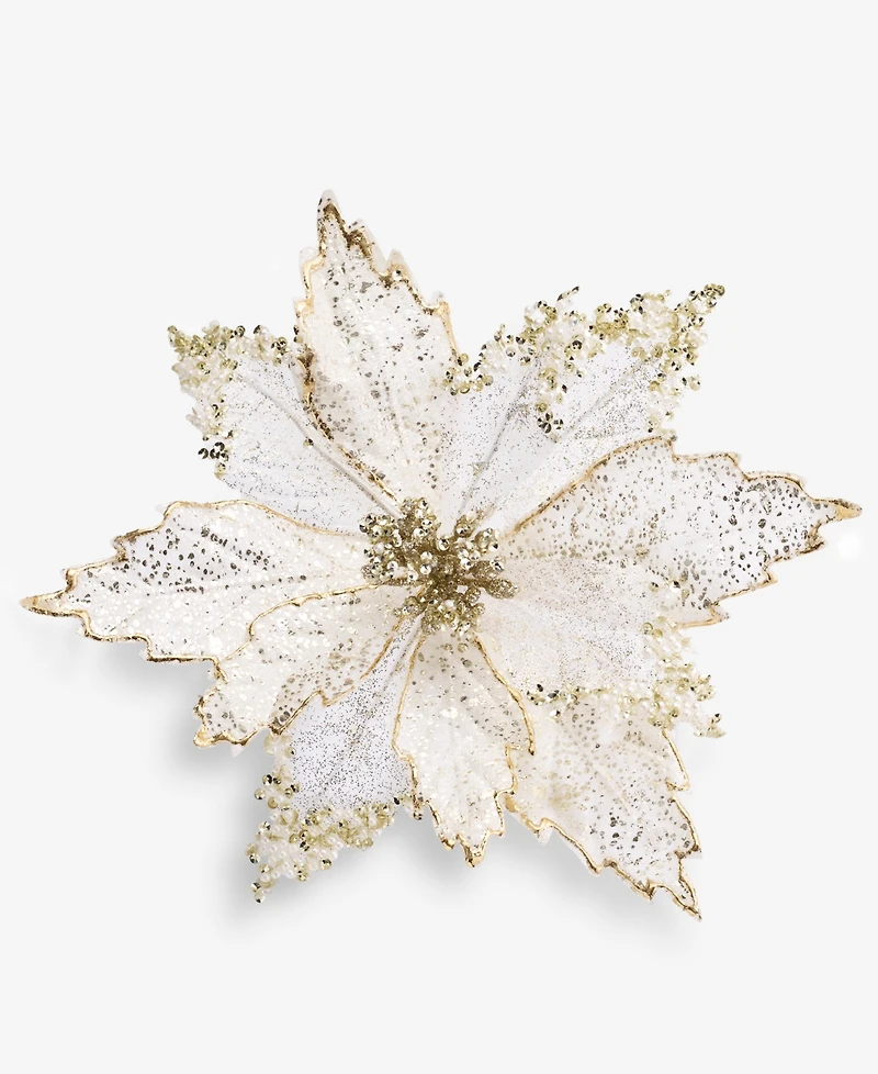 Holiday Lane Gilded Glamour White Poinsettia Clip Ornament, Macy's Exclusive