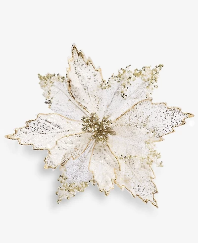 Holiday Lane Gilded Glamour White Poinsettia Clip Ornament, Macy's Exclusive