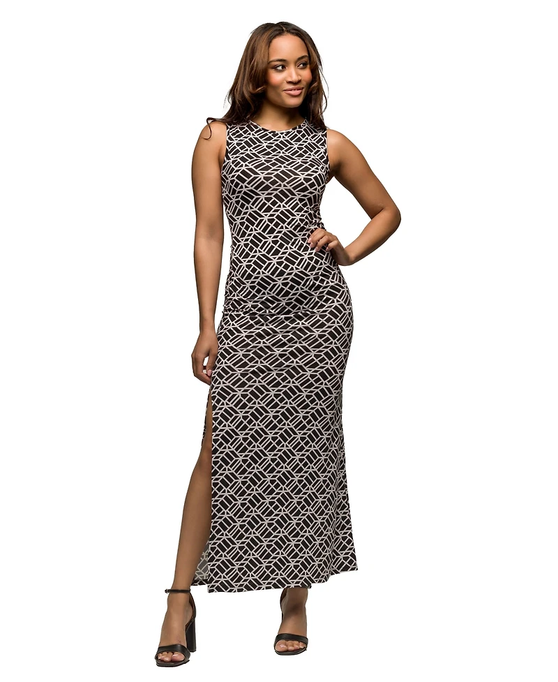 24seven Comfort Apparel Women's Sleeveless Side Slit Maxi Dress