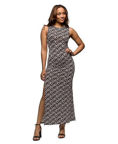 24seven Comfort Apparel Women's Sleeveless Side Slit Maxi Dress