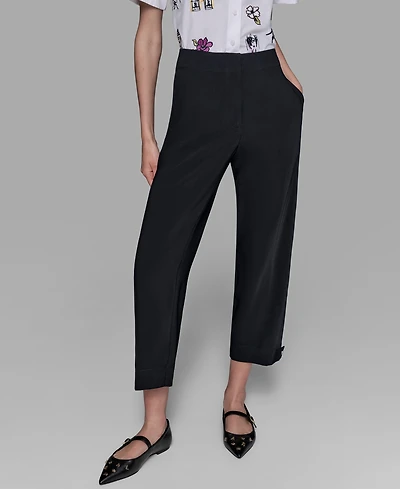 Karl Lagerfeld Paris Women's Tabbed Cropped Pants