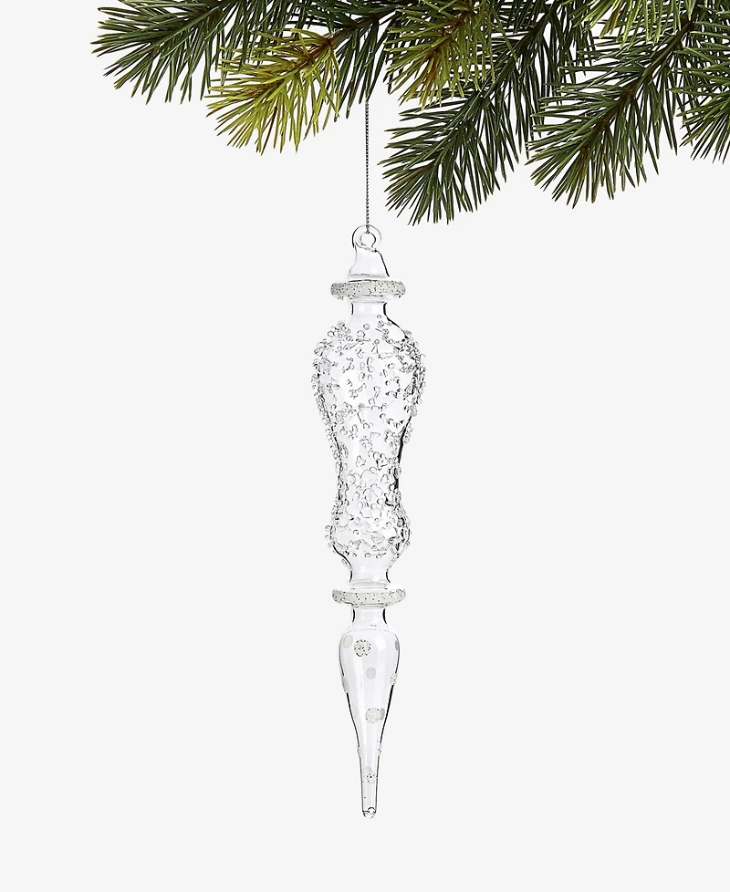 Holiday Lane Iced Delight Glass Finial Ornament, Macy's Exclusive