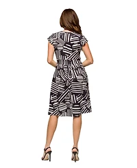 24seven Comfort Apparel Women's Cap Sleeve V Neck Knee Length Pocket Dress