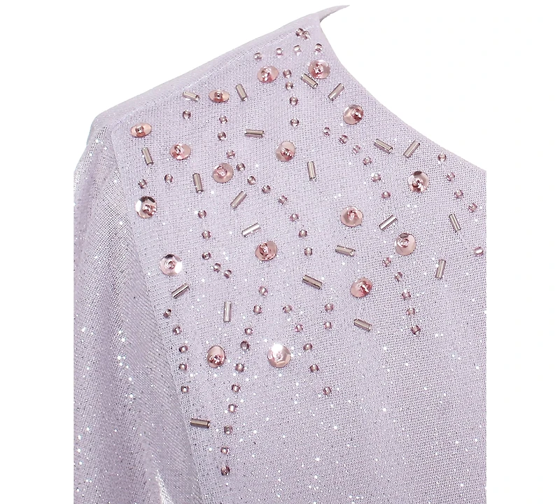 Sl Fashions Petite Metallic A-Line Cape Gown