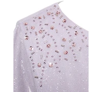 Sl Fashions Petite Metallic A-Line Cape Gown