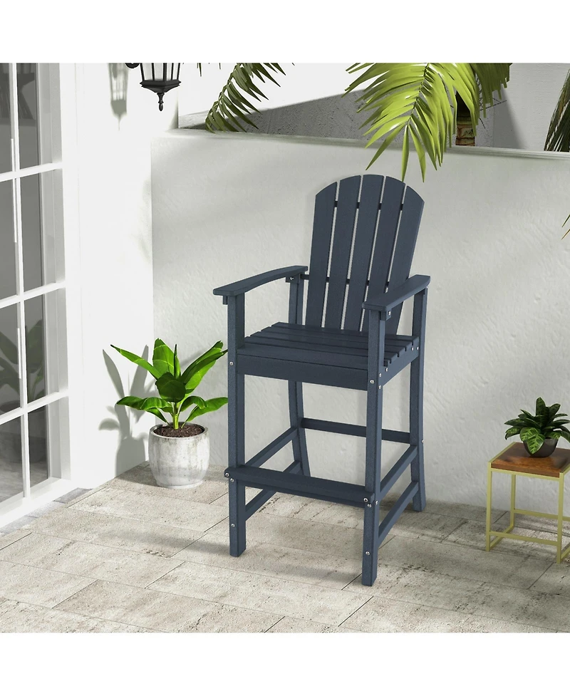 Counter Height Outdoor Hdpe Bar Stool with Armrests and Footrest
