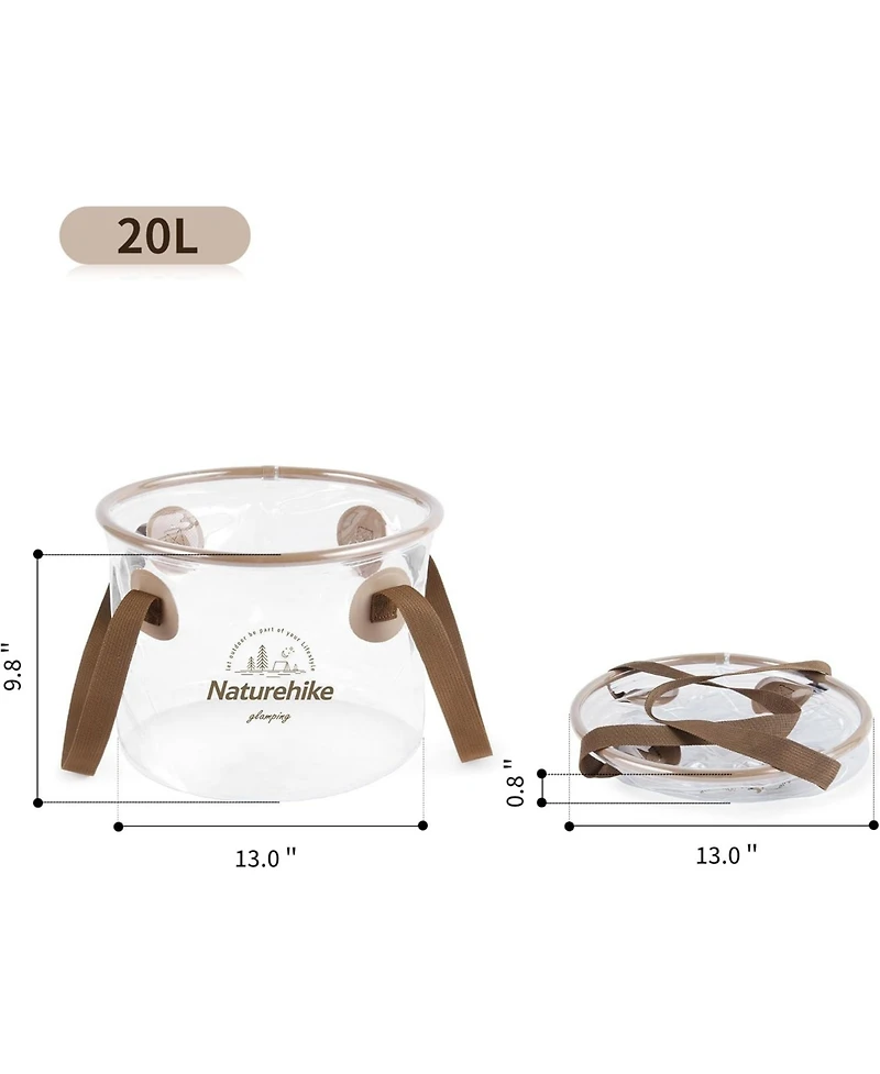 Naturehike Collapsible Bucket, Folding Bucket Wash Basin with Handle