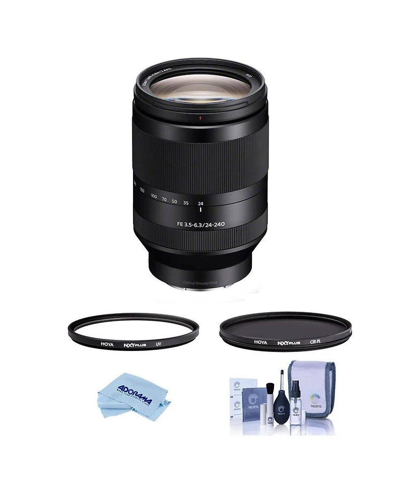 Sony Fe 24-240mm f/3.5-6.3 Oss Lens for Sony E, Bundle with Hoya Nxt Plus 72mm Uv+Cpl Filter Kit, Cleaning Kit, Cleaning Cloth