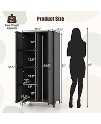 Pe Rattan Wicker Wardrobe with 2 Doors and Hanging Rod – Elegant Storage Cabinet for Bedroom or Closet