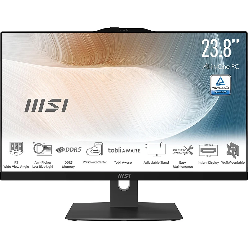 Msi Modern AM242TP 1M-1098US 23.8" Full Hd All-In-One Touchscreen Desktop Computer, Intel Core 3-100U 1.2GHz, 8GB Ram, 512GB Ssd, Windows 11 Pro,