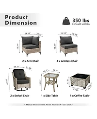 Xizzi 10 Piece Outdoor Patio Furniture with Swivel Rocking Chairs,All Weather Rattan Wicker Sectional Coversation Set Solar Coffee Table, Single