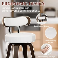 Dyhome 24 inches Bar Stools Set of 3, Modern Counter Height Bar Stools with Wood Back, Boucle Fabric Upholstered Barstools for Home, Cafe