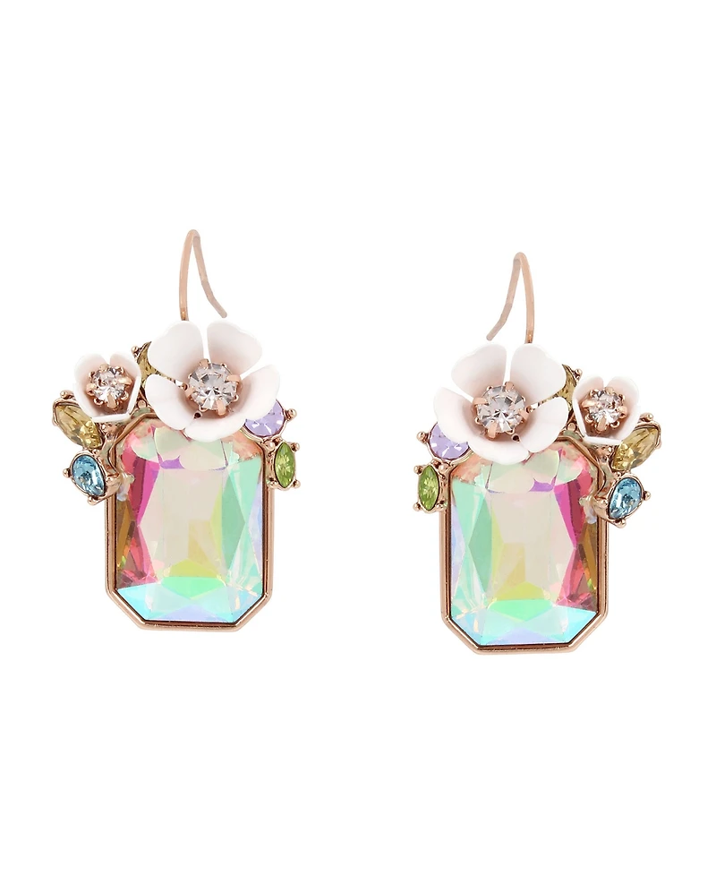 Betsey Johnson Faux Stone Flower Cluster Stone Drop Earrings