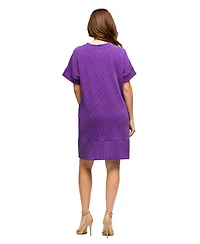 24seven Comfort Apparel Women's V Neck Loose Fit Short Sleeve Pocket T Shirt Dress