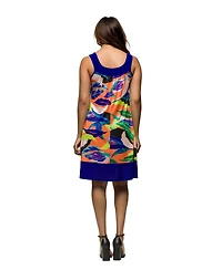 24seven Comfort Apparel Women's Multicolor Scoop Neck Sleeveless Knee Length Dress