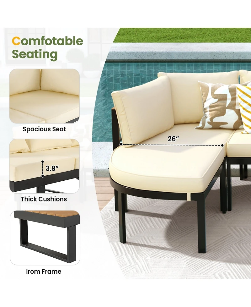 Mondawe Modern Outdoor Sectional Sofa Set Conversation with Cushions for Patio