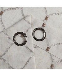 Kate Aurora 1 Piece Vienna Lux Embroidered Linen Blend Semi Sheer Grommet Window Curtain Panel - 84 in. Long