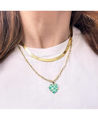 The Lovery Teal Enamel Heart Charm 14K Gold