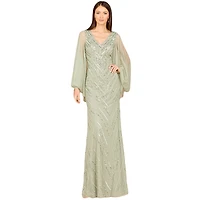 Lara Women's Long Cape Sleeves Beaded Dress - Outlet