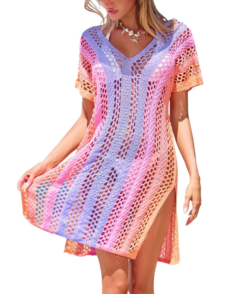Cupshe Women's Berry Sorbet Ombre Cover-Up Mini Beach Dress