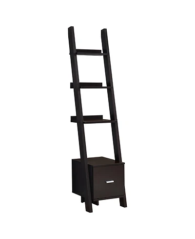 Wood 4-Tier Ladder Bookcase – Modern Leaning Bookshelf Display