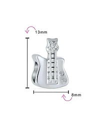 Bling Jewelry Set of 2 Music Notes G Clef & Electric Guitar Charm Bead Sterling Silver