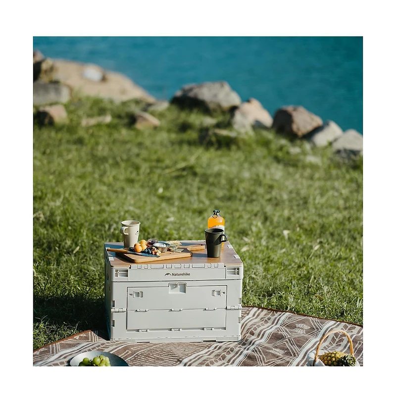Naturehike Collapsible Storage Box, 23L Car Trunk Storage Box, Foldable Heavy-Duty Plastic Organizer with Lid, Portable Camping & Home Crate