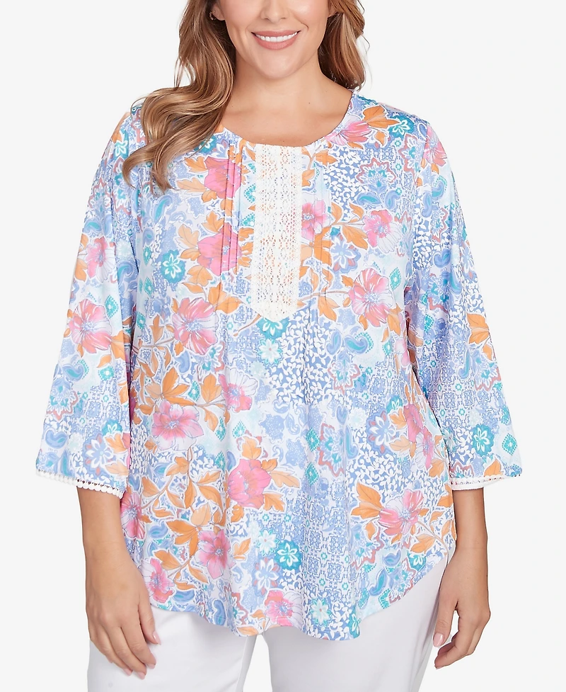 Ruby Rd. Plus Floral Puff Print Top