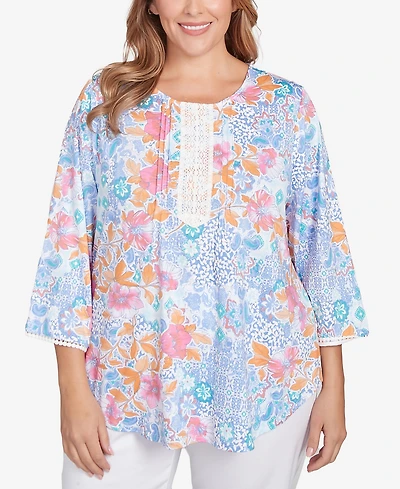 Ruby Rd. Plus Floral Puff Print Top