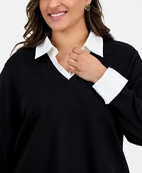 Jones New York Plus Size Serenity Knit Two-Fer Sweater