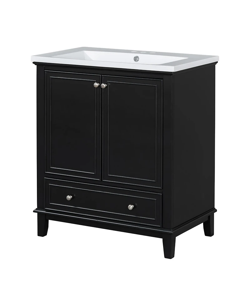Streamdale 30" Black Bathroom Vanity Combo Sink, Cabinet, Doors, Drawer