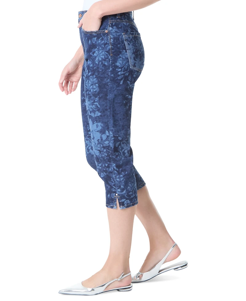Gloria Vanderbilt Women's Amanda Printed Slit Capri Jeans