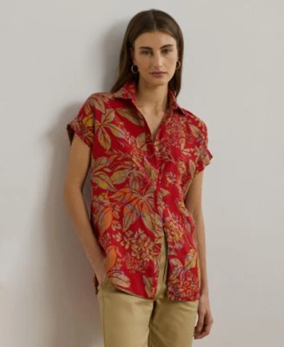 Lauren Ralph Lauren Womens Relaxed Fit Floral Short Sleeve Shirt Pxs 3x