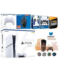 Sony Playstation 5 Slim Disc with Extra Volcanic Red Controller, Plantronics Headset, Trigger Stop Kit, Fps Grip Kit and MightySkins Decal Voucher + 1