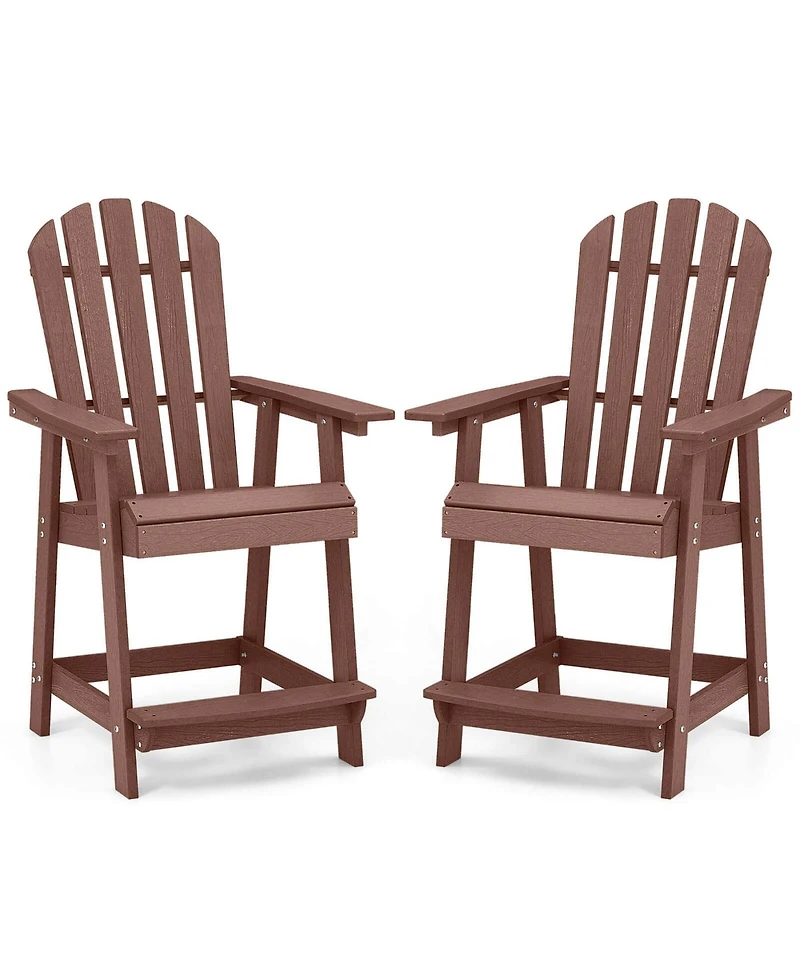 Pcs Bar Stool Hdpe Patio Chair with Armrest Footrest Home Indoor Outdoor