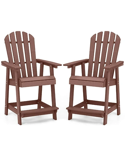 Pcs Bar Stool Hdpe Patio Chair with Armrest Footrest Home Indoor Outdoor