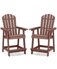Pcs Bar Stool Hdpe Patio Chair with Armrest Footrest Home Indoor Outdoor