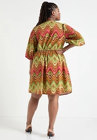 June + Vie Women's Ring Cut Out Poplin Shirtdress