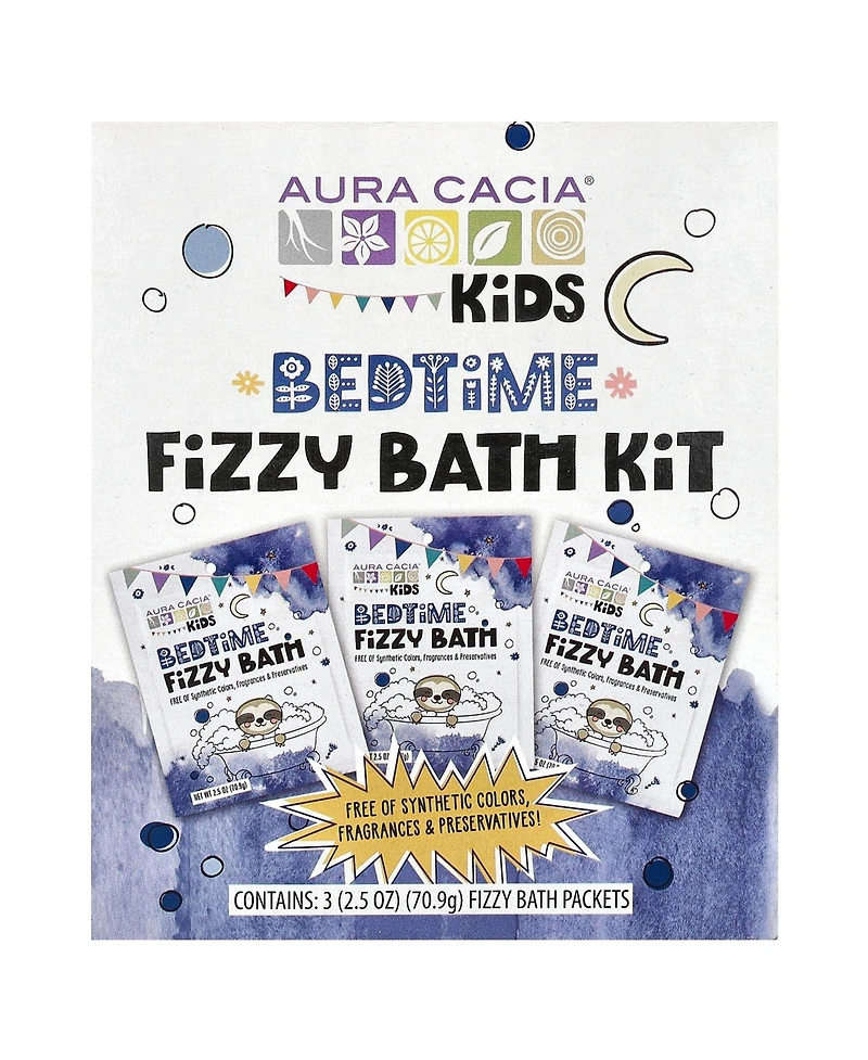 Aura Cacia Kids Fizzy Bath Kit Bedtime 3 Packets