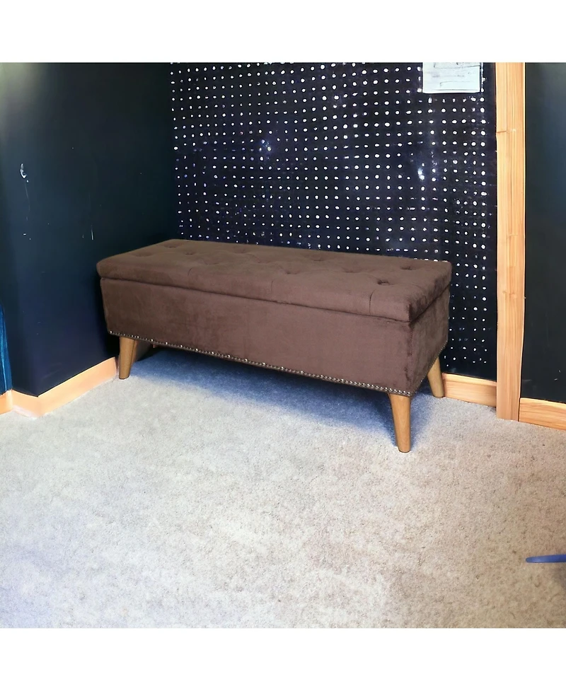 Cozy Suede Storage Bench for Entryway or Living Room Organization