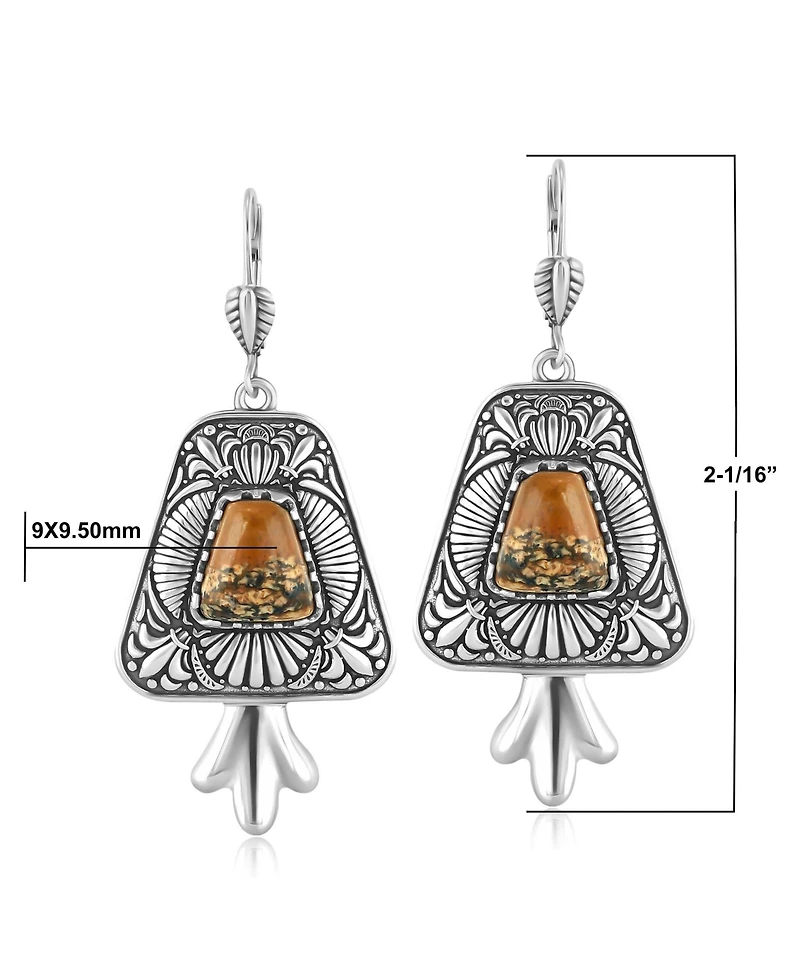 Sterling Silver Picture Jasper Trapezoid Earrings