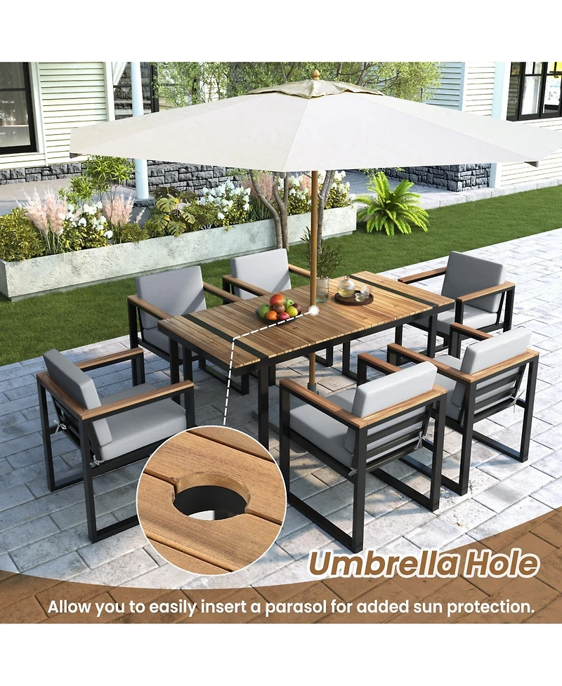 Mondawe 7 Pieces Outdoor Dining Set Patio Dining Table and Chair Set