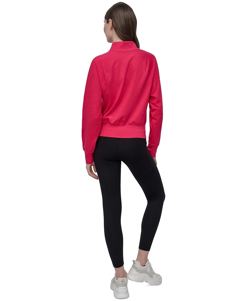 Dkny Sport Women's Space-Dyed Half-Zip Raglan-Sleeve Top