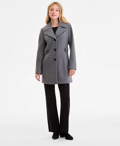 Anne Klein Women's Single-Breasted Notched-Collar Peacoat