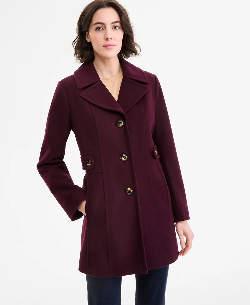 Anne Klein Women's Single-Breasted Notched-Collar Peacoat